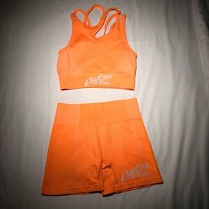 Orange Ribbed Knit Matching Athletic Set size medium
